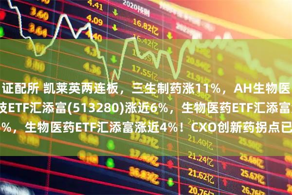 证配所 凯莱英两连板,三生制药涨11%,AH生物医药爆发!恒生生物科技ETF汇添富(513280)涨近6%,生物医药ETF汇添富涨近4%!CXO创新药拐点已来?